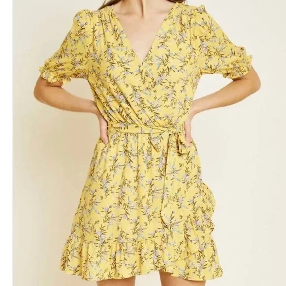 Hayden Mini Floral Surplice Dress Size M - Picture 14 of 15